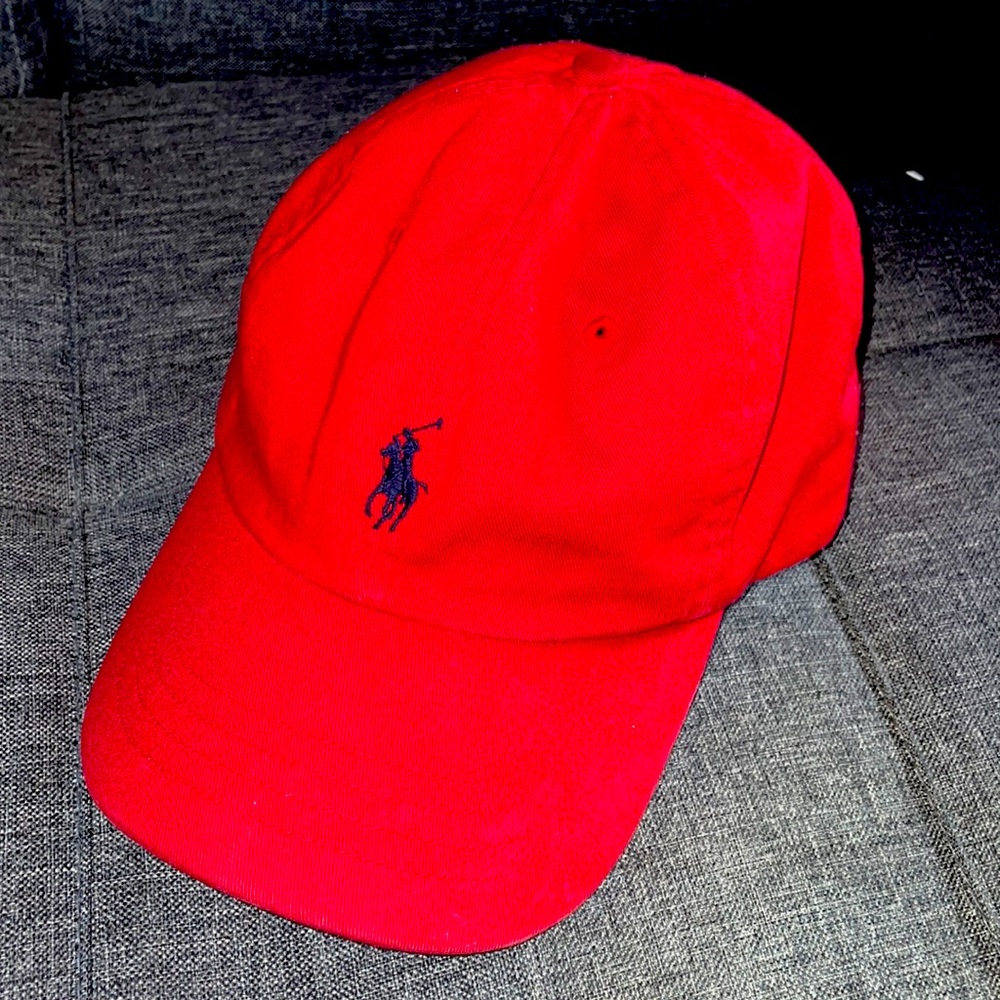 Red polo by Ralph Lauren canvas hat one size fits all